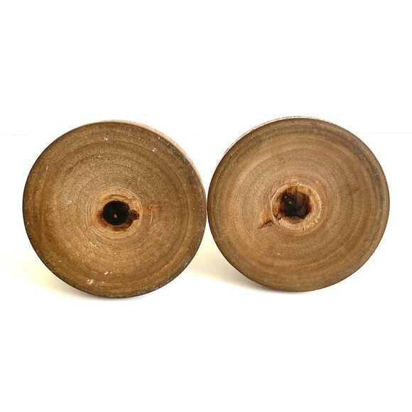 Vintage Wooden pair(2) Of Candle Holders Mid Century Modern Farmhouse Decor - Picture 4 of 9